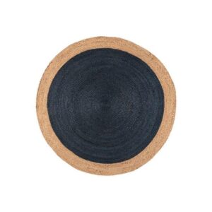JUTE RUG NATURAL-BORDER-BLUE-ROUND 111
