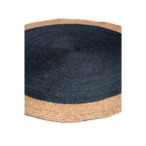 JUTE RUG NATURAL-BORDER-BLUE-ROUND 111